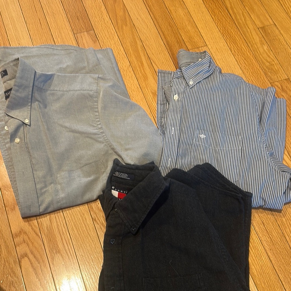 Men's Button-Up Shirt Bundle - Black, Gray, Striped